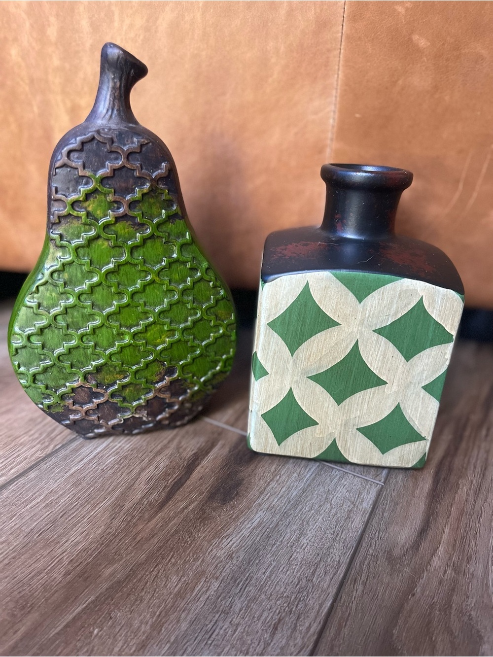 Hobby Lobby Green & Brown Decorative Vase Set ā Modern Boho Home Decor